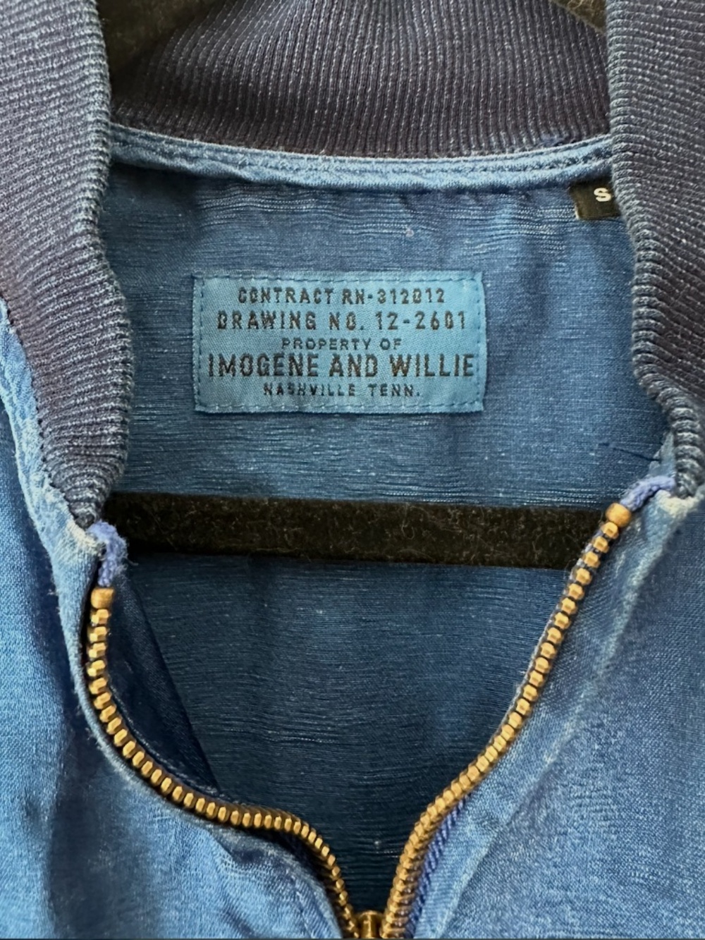Imogene + Willie Shelbyville Indigo Satin Jacket Cropped Bomber - Picture 4 of 6